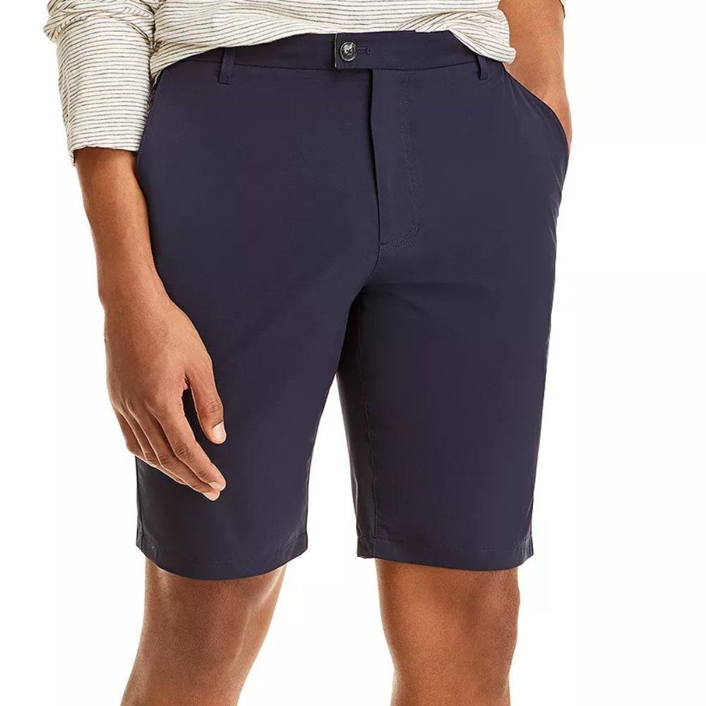 7 For All Mankind Men's Navy Flat Front Regular Fit Chino Shorts Size 29